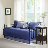 Quebec Transitional 100% Polyester Solid Reversible 6Pcs Daybed Set