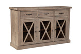 Alpine Furniture Newberry Sideboard, Weathered Natural 2068-06 Weathered Natural Acacia Solids 58 x 18 x 36