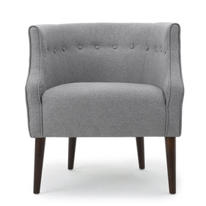 Brandi Contemporary Button-Tufted Fabric Club Chair, Gray Noble House