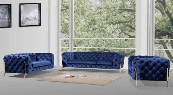 VIG Furniture Divani Casa Sheila Modern Dark Blue Fabric Sofa Set VGCA1346-BLU VGCA1346-BLU