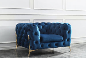 VIG Furniture Divani Casa Sheila Modern Dark Blue Fabric Sofa Set VGCA1346-BLU VGCA1346-BLU
