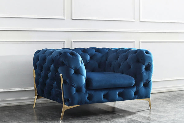 VIG Furniture Divani Casa Sheila Modern Dark Blue Fabric Sofa Set VGCA1346-BLU VGCA1346-BLU