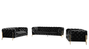 VIG Furniture Divani Casa Sheila Modern Black Velvet Sofa Set VGCA1346-BLK