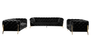 VIG Furniture Divani Casa Sheila Modern Black Velvet Sofa Set VGCA1346-BLK