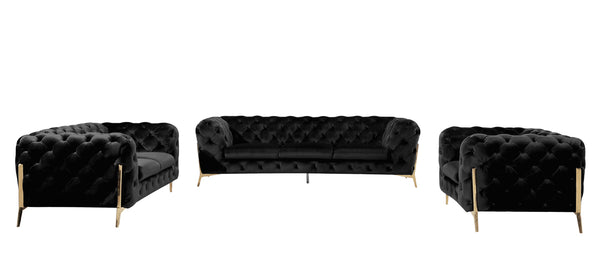 VIG Furniture Divani Casa Sheila Modern Black Velvet Sofa Set VGCA1346-BLK