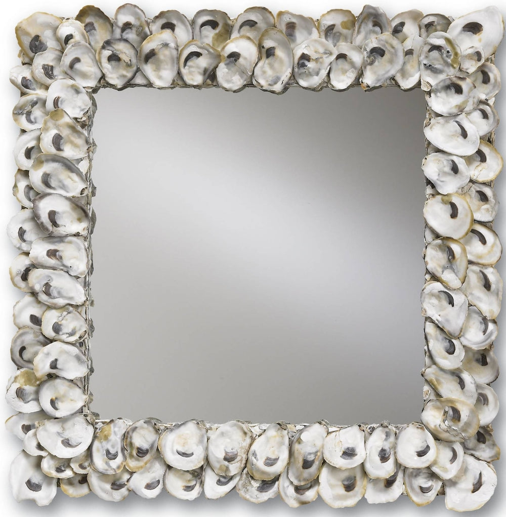 Oyster Shell Mirror - 20-Inch Nautical Decor with Scalloped Texture and Elegant Natural Finish