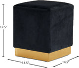 Jax Velvet / Engineered Wood / Stainless Steel / Foam Contemporary Black Velvet Ottoman/Stool - 14.5" W x 14.5" D x 17.5" H