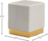 Jax Velvet / Engineered Wood / Stainless Steel / Foam Contemporary Cream Velvet Ottoman/Stool - 14.5" W x 14.5" D x 17.5" H