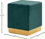 Jax Velvet / Engineered Wood / Stainless Steel / Foam Contemporary Green Velvet Ottoman/Stool - 14.5" W x 14.5" D x 17.5" H