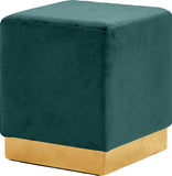 Jax Velvet / Engineered Wood / Stainless Steel / Foam Contemporary Green Velvet Ottoman/Stool - 14.5" W x 14.5" D x 17.5" H