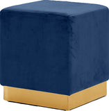 Jax Velvet / Engineered Wood / Stainless Steel / Foam Contemporary Navy Velvet Ottoman/Stool - 14.5" W x 14.5" D x 17.5" H