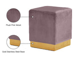 Jax Velvet / Engineered Wood / Stainless Steel / Foam Contemporary Pink Velvet Ottoman/Stool - 14.5" W x 14.5" D x 17.5" H