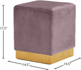 Jax Velvet / Engineered Wood / Stainless Steel / Foam Contemporary Pink Velvet Ottoman/Stool - 14.5" W x 14.5" D x 17.5" H