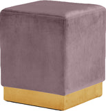 Jax Velvet / Engineered Wood / Stainless Steel / Foam Contemporary Pink Velvet Ottoman/Stool - 14.5" W x 14.5" D x 17.5" H