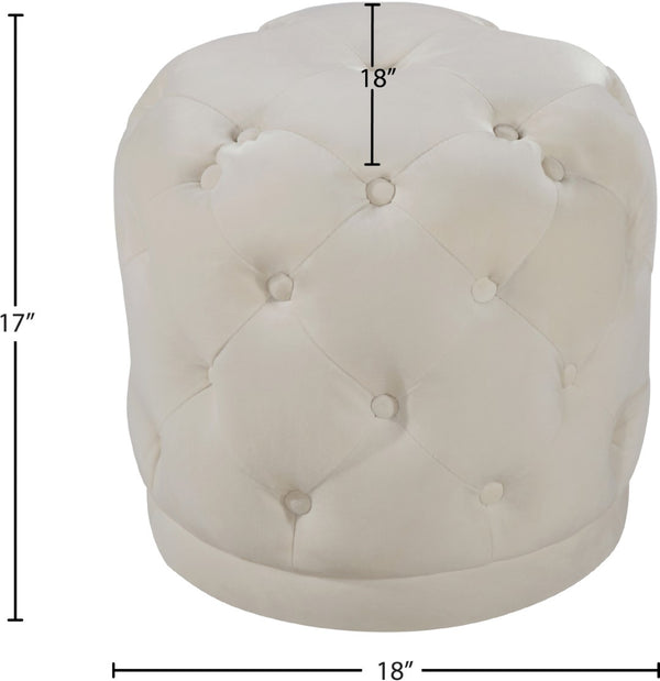 Harper Velvet / Engineered Wood / Foam Contemporary Cream Velvet Ottoman/Stool - 18" W x 18" D x 17" H