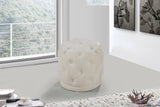 Harper Velvet / Engineered Wood / Foam Contemporary Cream Velvet Ottoman/Stool - 18" W x 18" D x 17" H