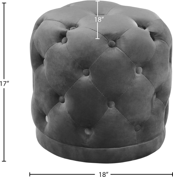 Harper Velvet / Engineered Wood / Foam Contemporary Grey Velvet Ottoman/Stool - 18" W x 18" D x 17" H