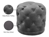 Harper Velvet / Engineered Wood / Foam Contemporary Grey Velvet Ottoman/Stool - 18" W x 18" D x 17" H