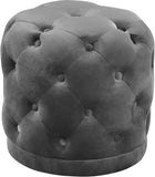 Harper Velvet / Engineered Wood / Foam Contemporary Grey Velvet Ottoman/Stool - 18" W x 18" D x 17" H