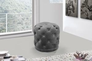 Harper Velvet / Engineered Wood / Foam Contemporary Grey Velvet Ottoman/Stool - 18" W x 18" D x 17" H