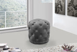 Harper Velvet / Engineered Wood / Foam Contemporary Grey Velvet Ottoman/Stool - 18" W x 18" D x 17" H