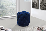 Harper Velvet / Engineered Wood / Foam Contemporary Navy Velvet Ottoman/Stool - 18" W x 18" D x 17" H