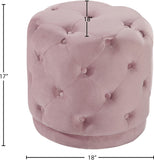 Harper Velvet / Engineered Wood / Foam Contemporary Pink Velvet Ottoman/Stool - 18" W x 18" D x 17" H