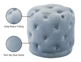 Harper Velvet / Engineered Wood / Foam Contemporary Sky Blue Velvet Ottoman/Stool - 18" W x 18" D x 17" H