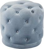 Harper Velvet / Engineered Wood / Foam Contemporary Sky Blue Velvet Ottoman/Stool - 18" W x 18" D x 17" H