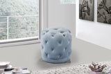 Harper Velvet / Engineered Wood / Foam Contemporary Sky Blue Velvet Ottoman/Stool - 18" W x 18" D x 17" H