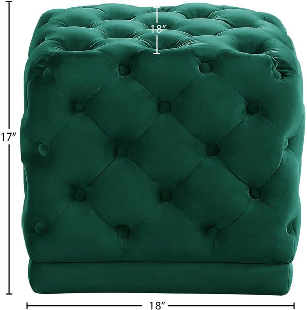 Stella Velvet / Engineered Wood / Foam Contemporary Green Velvet Ottoman/Stool - 18" W x 18" D x 17" H