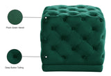 Stella Velvet / Engineered Wood / Foam Contemporary Green Velvet Ottoman/Stool - 18" W x 18" D x 17" H