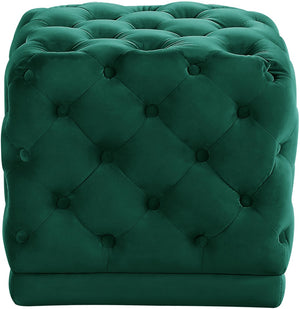 Stella Velvet / Engineered Wood / Foam Contemporary Green Velvet Ottoman/Stool - 18" W x 18" D x 17" H