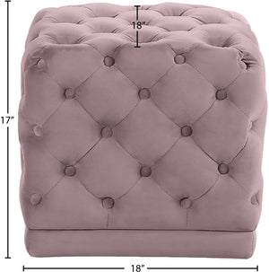 Stella Velvet / Engineered Wood / Foam Contemporary Pink Velvet Ottoman/Stool - 18" W x 18" D x 17" H