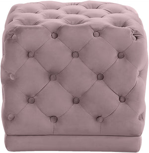 Stella Velvet / Engineered Wood / Foam Contemporary Pink Velvet Ottoman/Stool - 18" W x 18" D x 17" H