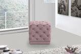 Stella Velvet / Engineered Wood / Foam Contemporary Pink Velvet Ottoman/Stool - 18" W x 18" D x 17" H