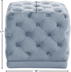 Stella Velvet / Engineered Wood / Foam Contemporary Sky Blue Velvet Ottoman/Stool - 18" W x 18" D x 17" H