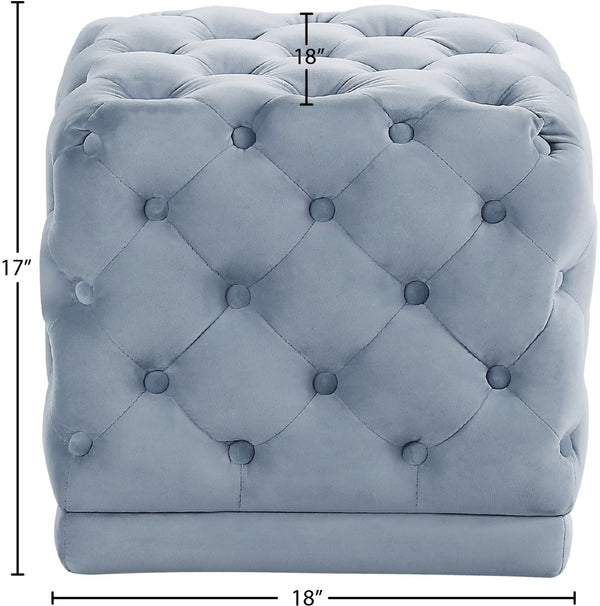 Stella Velvet / Engineered Wood / Foam Contemporary Sky Blue Velvet Ottoman/Stool - 18" W x 18" D x 17" H