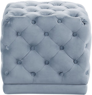 Stella Velvet / Engineered Wood / Foam Contemporary Sky Blue Velvet Ottoman/Stool - 18" W x 18" D x 17" H