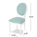 Noble House Phinnaeus French Country Fabric Dining Chairs (Set of 4), Light Blue and White