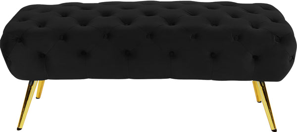 Amara Velvet / Engineered Wood / Stainless Steel / Foam Contemporary Black Velvet Bench - 48" W x 20.5" D x 19" H