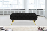 Amara Velvet / Engineered Wood / Stainless Steel / Foam Contemporary Black Velvet Bench - 48" W x 20.5" D x 19" H