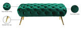 Amara Velvet / Engineered Wood / Stainless Steel / Foam Contemporary Green Velvet Bench - 48" W x 20.5" D x 19" H