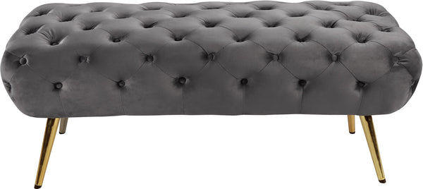 Amara Velvet / Engineered Wood / Stainless Steel / Foam Contemporary Grey Velvet Bench - 48" W x 20.5" D x 19" H