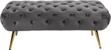 Amara Velvet / Engineered Wood / Stainless Steel / Foam Contemporary Grey Velvet Bench - 48" W x 20.5" D x 19" H