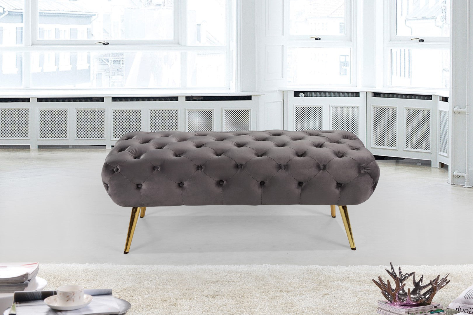 Amara Luxury Velvet Bench - Thumbnail 2