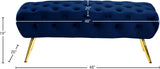 Amara Velvet / Engineered Wood / Stainless Steel / Foam Contemporary Navy Velvet Bench - 48" W x 20.5" D x 19" H