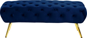 Amara Velvet / Engineered Wood / Stainless Steel / Foam Contemporary Navy Velvet Bench - 48" W x 20.5" D x 19" H