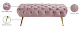 Amara Velvet / Engineered Wood / Stainless Steel / Foam Contemporary Pink Velvet Bench - 48" W x 20.5" D x 19" H