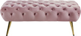 Amara Velvet / Engineered Wood / Stainless Steel / Foam Contemporary Pink Velvet Bench - 48" W x 20.5" D x 19" H